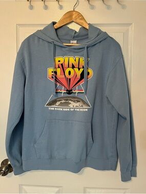 Pink Floyd Graphic Hoodie Dark Side of the Moon Blue Size L